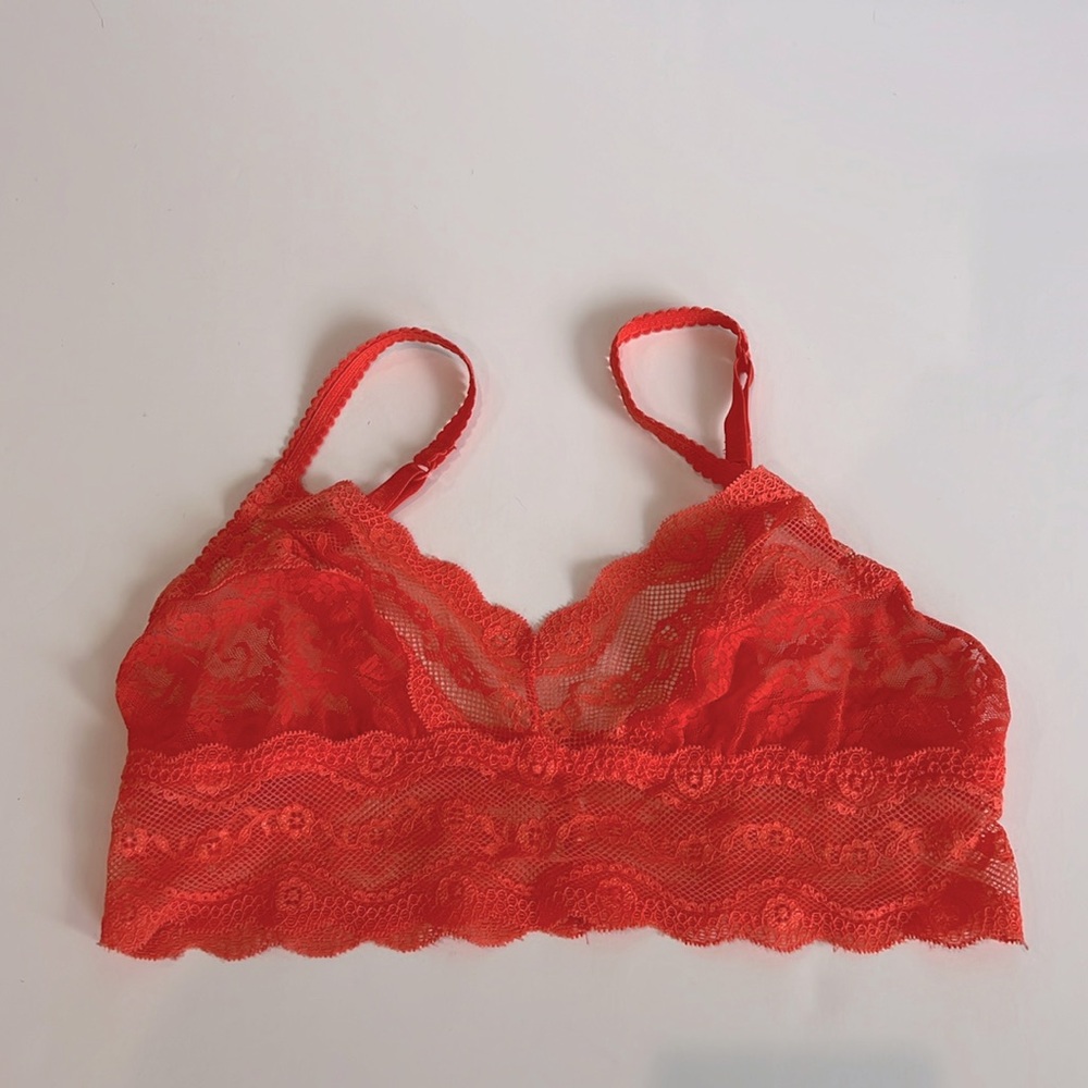Orange lace slip on bralette Size XS-S Adjustable straps. Lingerie